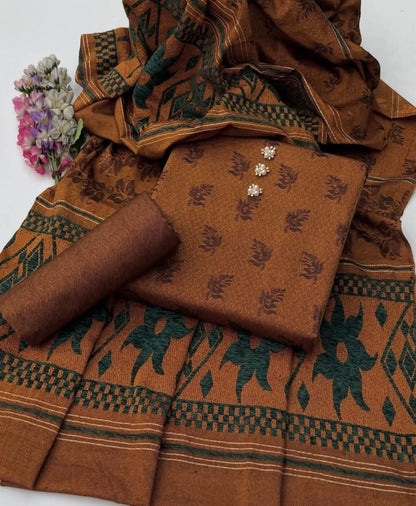 Winter multani khaddi self jacquard 3pc dress