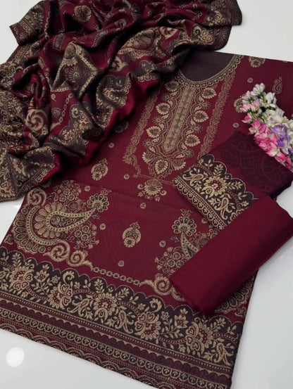 Winter pashmina jacquard 3pc Dress
