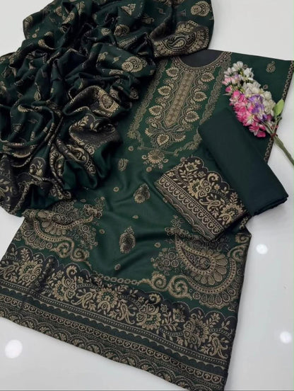 Winter pashmina jacquard 3pc Dress