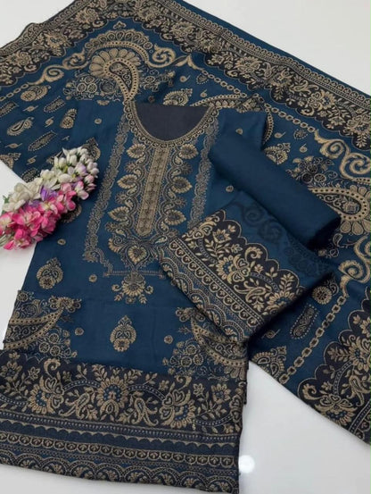 Winter pashmina jacquard 3pc Dress