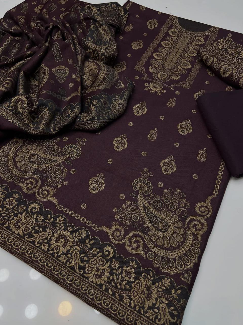 Winter pashmina jacquard 3pc Dress